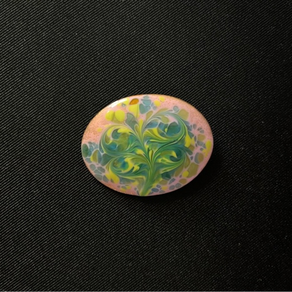 MCM Inga Carlson Enamel on Copper Brooch